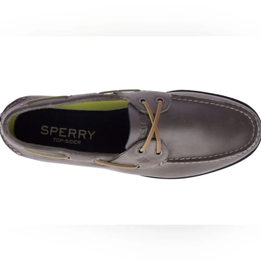 Sperry Men's Leeward Nautical Cross Lace Boat Shoe Size 8 in Grey NWT in packagi